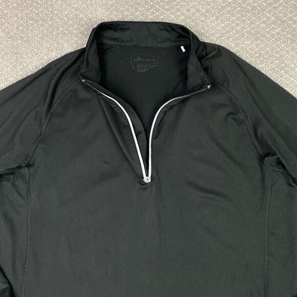 Peter Millar Sydney Stretch 1/4 Zip Pullover Men's Large Black Golf Performance - Picture 5 of 11
